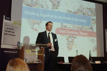 Tesco's Matt Simister speaking at the WRAP conference last week (November 7)
